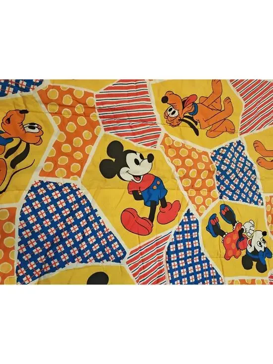 Vintage Disney Mickey Minnie Pluto Patchwork Kids Sleeping Bag 34x60 Sears - Picture 4 of 9